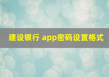 建设银行 app密码设置格式